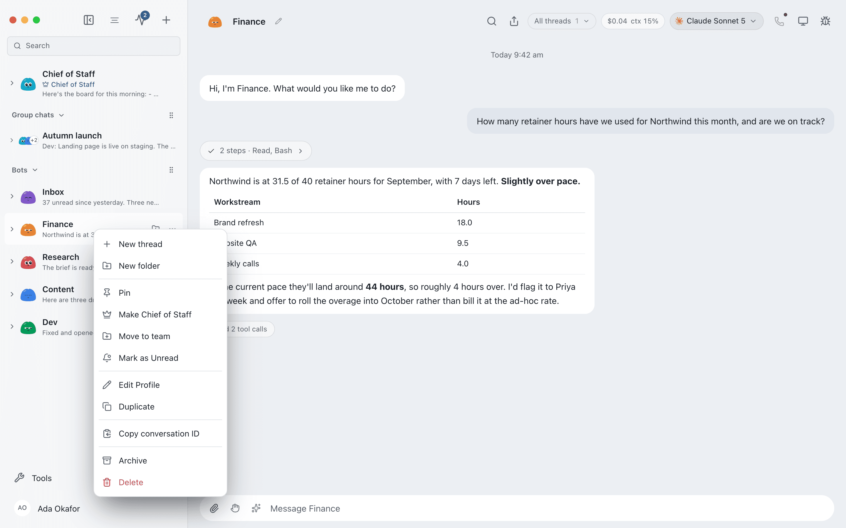 Manage bots like chats in EminifyBot